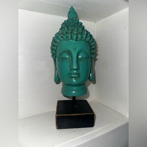 Teal Buddha Head Sculpture